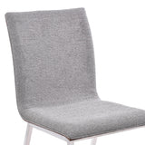 Crystal Dining Chair in Brushed Stainless Steel finish with Gray Fabric and Walnut Back - Set of 2