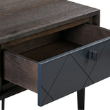 Cross Solid Oak and Metal Nightstand