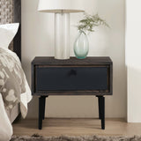 Cross Solid Oak and Metal Nightstand