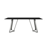 Cressida Glass and Stainless Steel Rectangular Dining Room Table