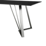 Cressida Glass and Stainless Steel Rectangular Dining Room Table