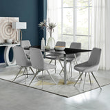 Cressida Glass and Stainless Steel Rectangular Dining Room Table