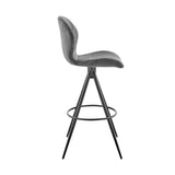 Catalina 26" Counter Height Bar Stool in Charcoal Fabric and Black Finish