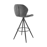 Catalina 26" Counter Height Bar Stool in Charcoal Fabric and Black Finish