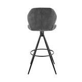 Catalina 26" Counter Height Bar Stool in Charcoal Fabric and Black Finish