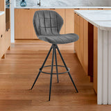 Catalina 30" Bar Height Bar Stool in Charcoal Fabric and Balck Finish