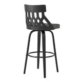 Crux 26" Swivel Counter Stool in Gray Faux Leather and Black Wood