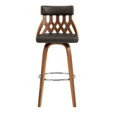 Crux 26" Swivel Counter Stool in Brown Faux Leather and Walnut Wood