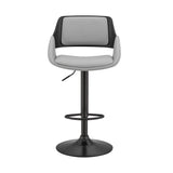 Colby Adjustable Gray Faux Leather and Black Finish Bar Stool