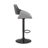 Colby Adjustable Gray Faux Leather and Black Finish Bar Stool