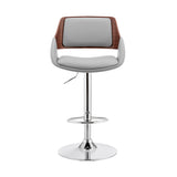 Colby Adjustable Gray Faux Leather and Chrome Finish Bar Stool
