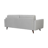 Daeson 86" Mid-Century Modern Dove Gray Genuine Leather Square Arm Sofa