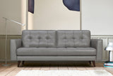 Daeson 86" Mid-Century Modern Gray Genuine Leather Square Arm Sofa