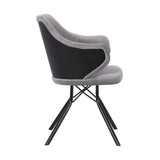 Darcie Contemporary Dining Chair in Black Powder Coated Finish with Gray Velvet and Black Brushed Wood Finish Back