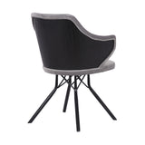 Darcie Contemporary Dining Chair in Black Powder Coated Finish with Gray Velvet and Black Brushed Wood Finish Back