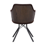 Darcie Mid-Century Dining Chair in Black Powder Coated Finish with Brown Velvet and Walnut Glazed Wood Finish Back