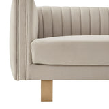 Delilah 86" Beige Velvet Square Arm Sofa with Gold Legs