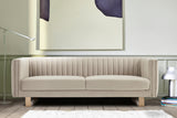 Delilah 86" Beige Velvet Square Arm Sofa with Gold Legs