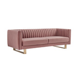 Delilah 86" Blush Velvet Square Arm Sofa