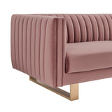 Delilah 86" Blush Velvet Square Arm Sofa