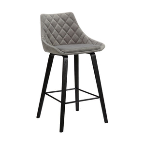 Dani 26" Gray Velvet Barstool in Black Brushed Wood Finish