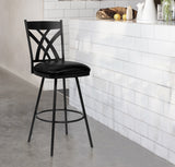 Dover 26" Counter Height Barstool in Matte Black Finish and Black Faux Leather 