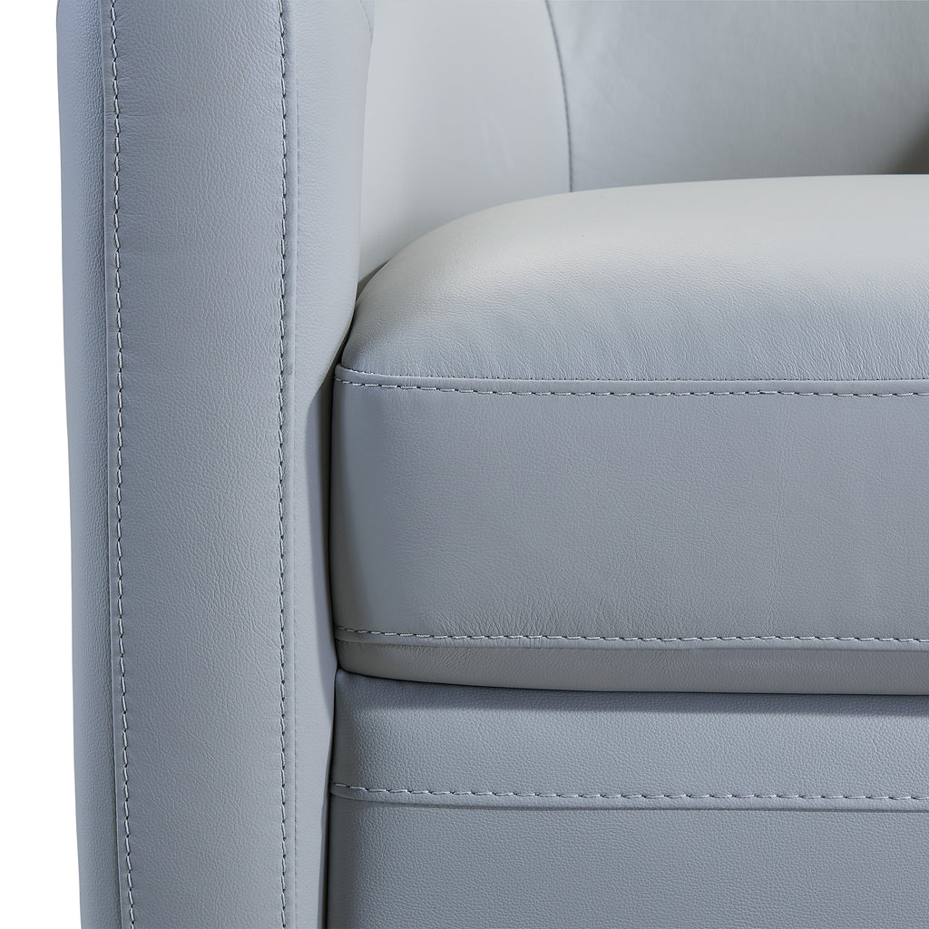 Desi Contemporary Swivel Accent Chair in Dove Gray Genuine Leather