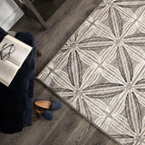 Daisy Contemporary 8x10 Area Rug in Gray/Cream