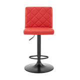 Duval Adjustable Red Faux Leather Swivel Bar Stool