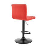 Duval Adjustable Red Faux Leather Swivel Bar Stool