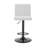 Duval Adjustable White Faux Leather Swivel Bar Stool