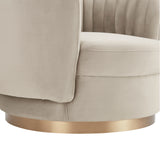 Davy Taupe Velvet Swivel Accent Chair with Gold Base