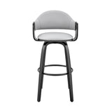 Daxton 26" Gray Faux Leather and Black Wood Bar Stool