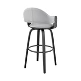 Daxton 26" Gray Faux Leather and Black Wood Bar Stool