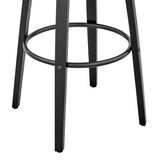 Daxton 26" Gray Faux Leather and Black Wood Bar Stool