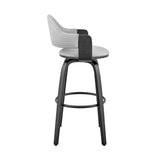 Daxton 30" Gray Faux Leather and Black Wood Bar Stool