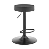 Dax Backless Dark Gray Faux Leather Adjustable Height Bar Stool