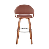 Daxton 26" Brown Faux Leather and Walnut Wood Bar Stool