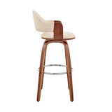 Daxton 26" Cream Faux Leather and Walnut Wood Bar Stool