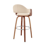 Daxton 26" Cream Faux Leather and Walnut Wood Bar Stool