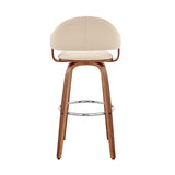 Daxton 26" Cream Faux Leather and Walnut Wood Bar Stool