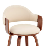 Daxton 26" Cream Faux Leather and Walnut Wood Bar Stool