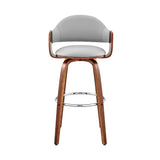 Daxton 26" Gray Faux Leather and Walnut Wood Bar Stool