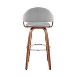 Daxton 26" Gray Faux Leather and Walnut Wood Bar Stool