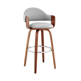 Daxton 26" Gray Faux Leather and Walnut Wood Bar Stool