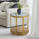 Hattie Glass Top End Table with Brushed Gold Legs
