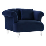 Elegance Contemporary Chair in Blue Velvet with Acrylic Legs