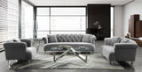 Elegance Contemporary Sofa Chair in Gray Velvet with Acrylic Legs