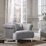 Elegance Contemporary Sofa Chair in Gray Velvet with Acrylic Legs