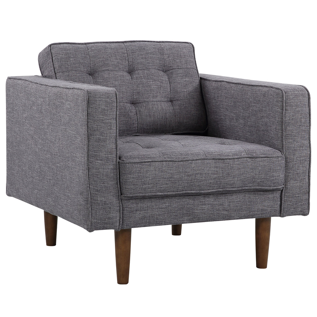 Element Mid-Century Modern Chair in Dark Gray Linen and Walnut Legs